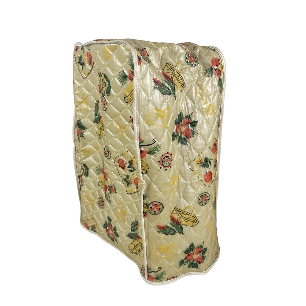 Vintage 1970s Quilted Vinyl Blender Cover –Yellow, Green, Orange Retro Appliance